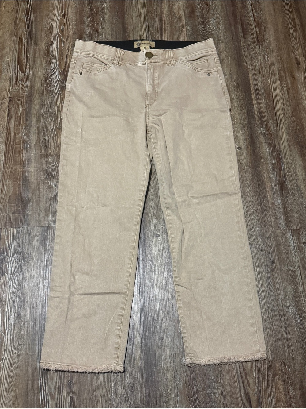 Democracy Ab Technology Cropped Pants Women's 12 Frayed Hem in Tan Fall Wear